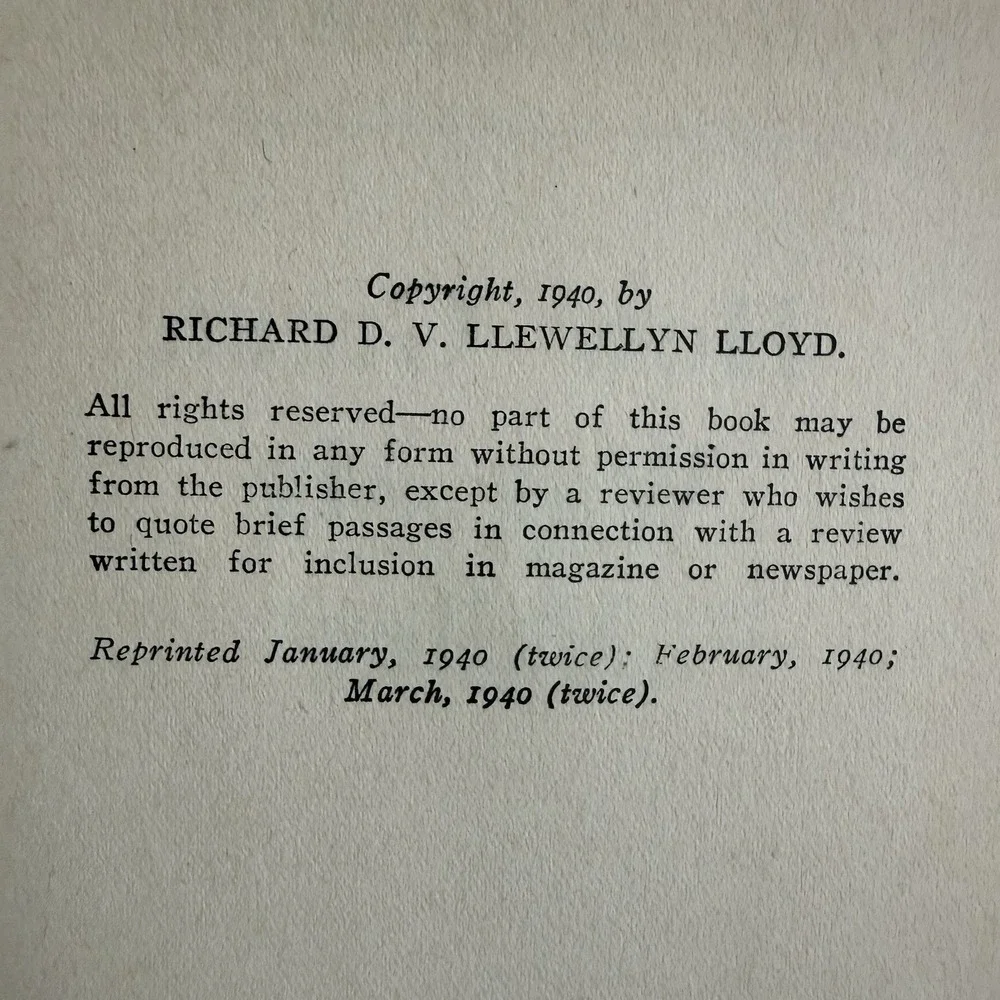 How Green Was My Valley by Richard Llewellyn 1940 Hardcover Vintage Blue
